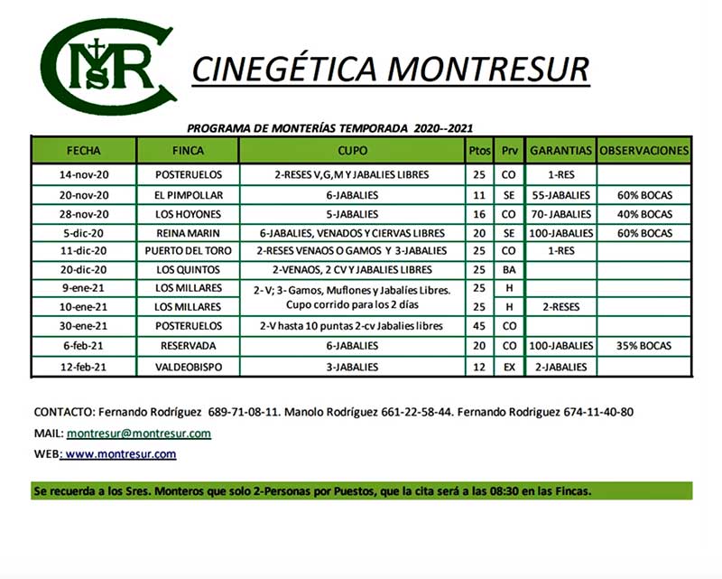 Programa de Monterias Monterias Riquelme 2022 2023