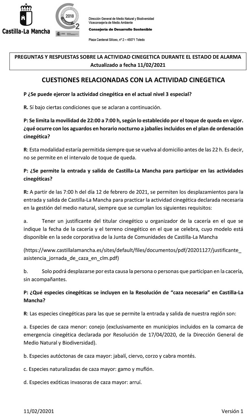 Preguntas y Respuestas sobre la actividad cinegética en Castilla la Mancha