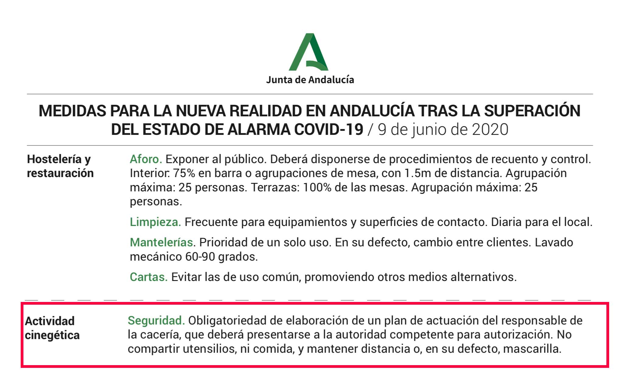 Medidas a tomar para la prevención del Covid-19 en Andalucía