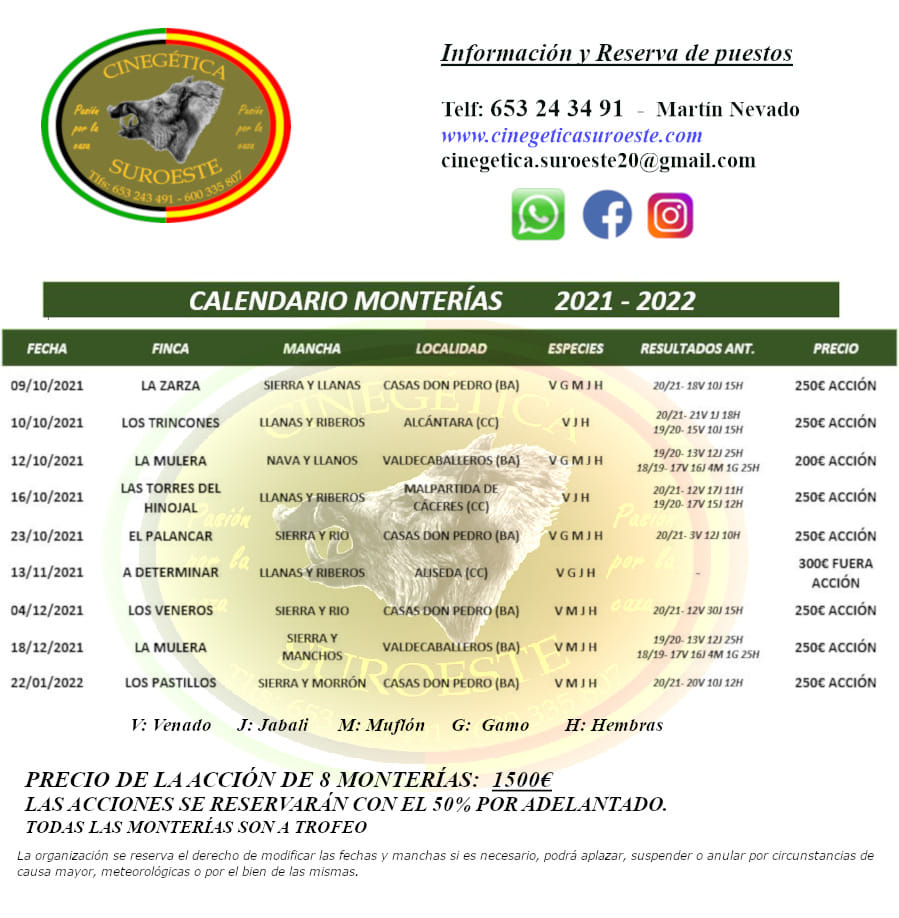 Programa 2021 2022 Cinegetica Suroeste