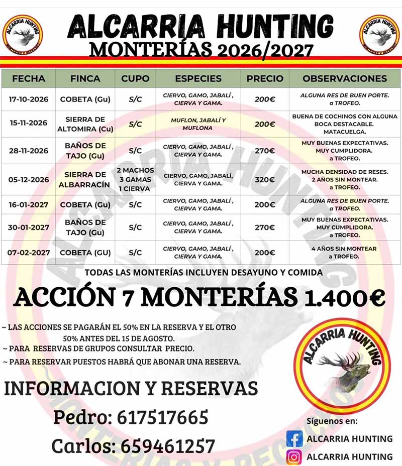 Programa Monterias Alcarria Hunting