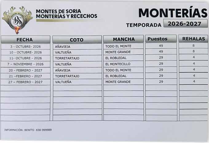 Programa Monterias Montes de Soria 2025