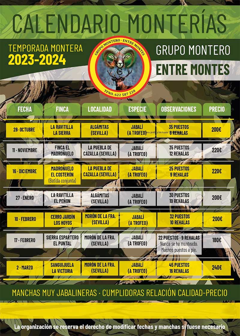Programa de Monterias Grupo Entremontes 2023 2024