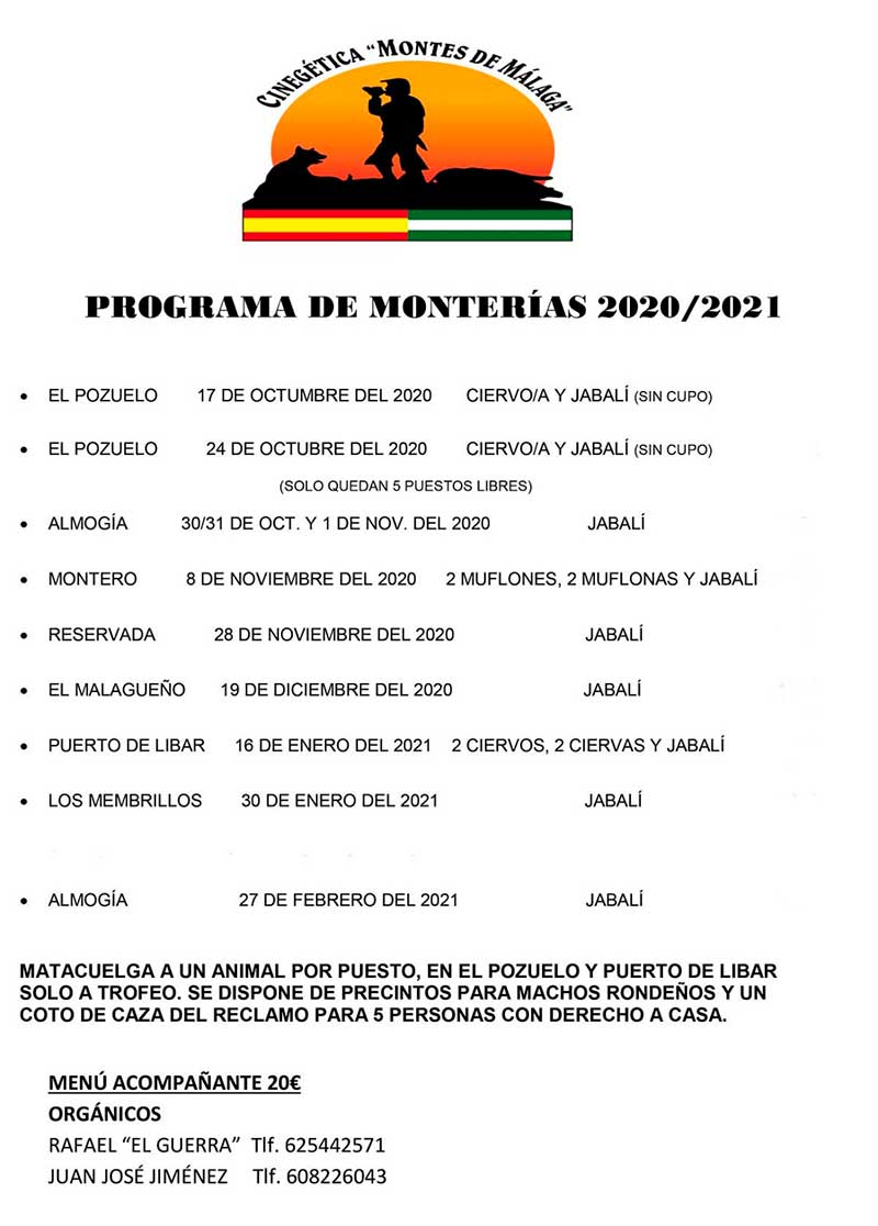 Programa monterias Cinegetica Montes de Malaga