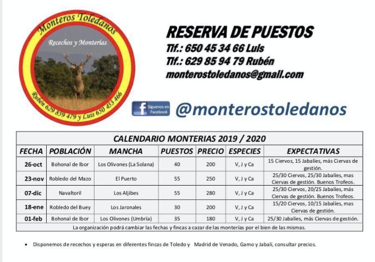 Programa Monterias Monteros Toledanos