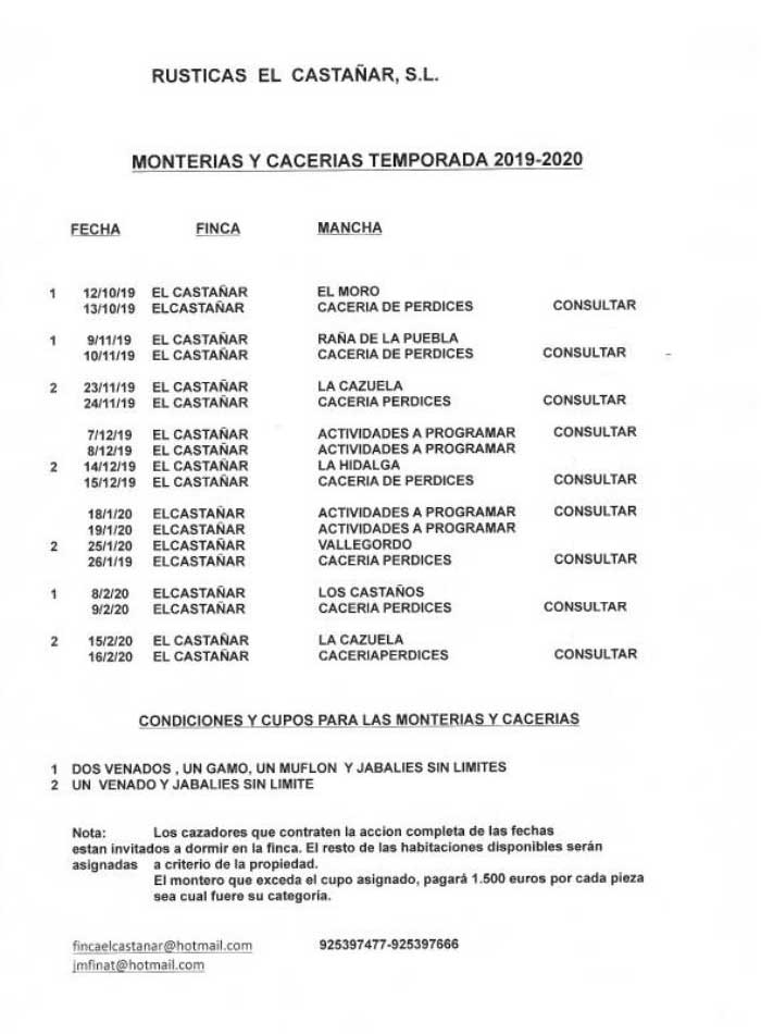 Programa Monterias Finca El Castañar